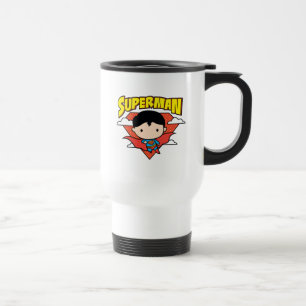 Chibi Superman Polka Dot Shield and Name Travel Mug
