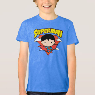 Chibi Superman Polka Dot Shield and Name Tri-Blend Shirt