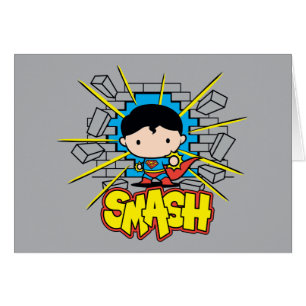 Chibi Superman Smashing Through Brick Wall