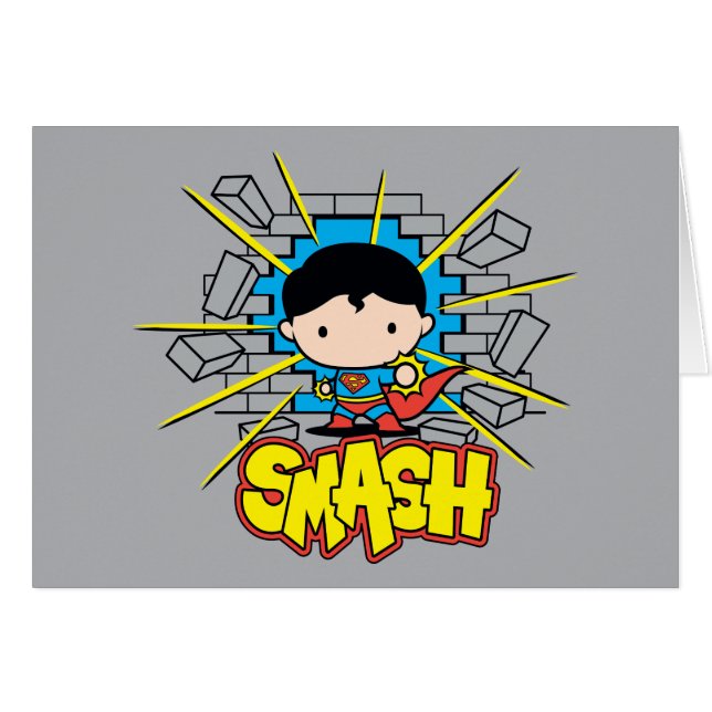 Chibi Superman Smashing Through Brick Wall (Front Horizontal)