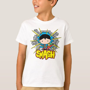 Chibi Superman Smashing Through Brick Wall T-Shirt