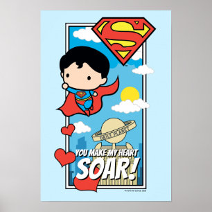 Chibi Superman - You Make My Heart Soar Valentine Poster