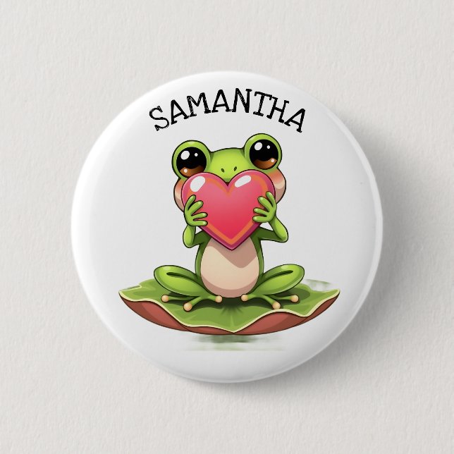Chibi Toad in Pink and Green Personalised 6 Cm Round Badge (Front)