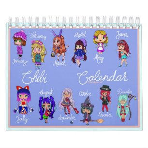 Chibi Two Page Small Calendar, White Calendar