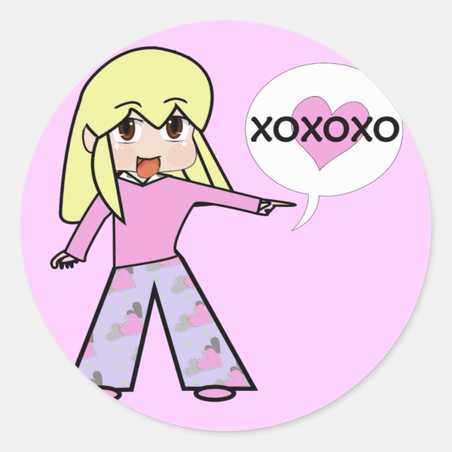 Chibi Valentine Classic Round Sticker (Front)