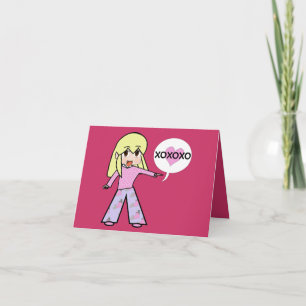 Chibi Valentine Hearts Holiday Card