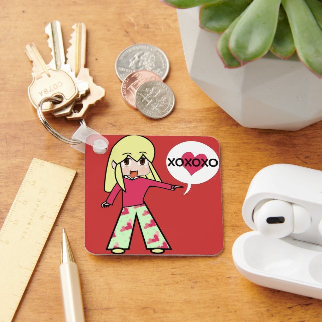 Chibi Valentine Hearts Key Ring (Desk)