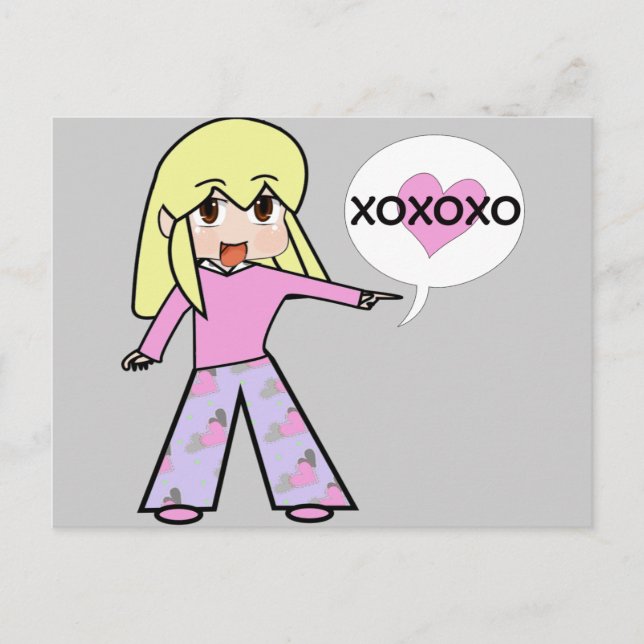 Chibi Valentine Holiday Postcard (Front)