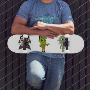Chibi vampire, monster, and mummy    skateboard