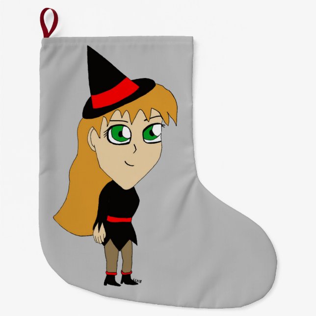 chibi witch large christmas stocking (Front)