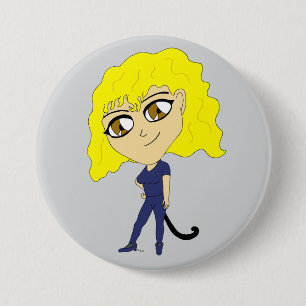 Chibi with a cat like tail 7.5 cm round badge