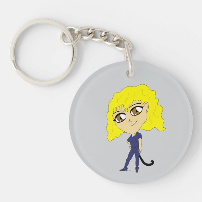 Chibi with a cat like tail key ring (Front)