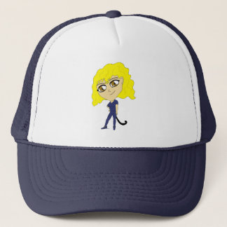 Chibi with a cat like tail trucker hat