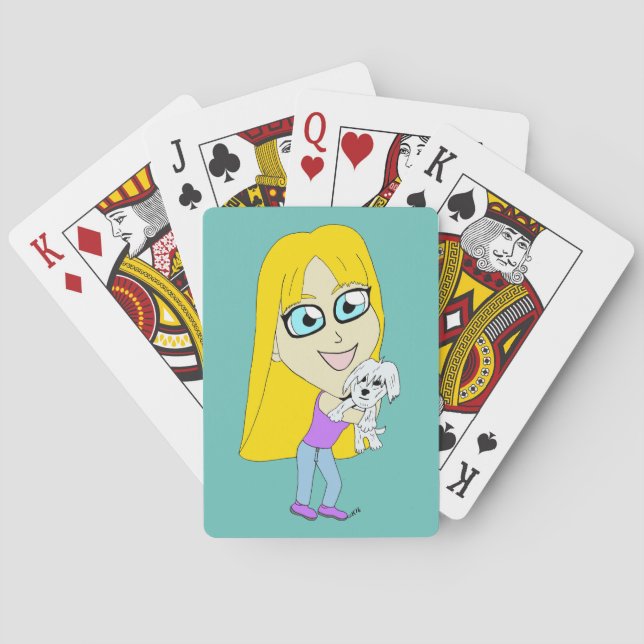 Chibi with a pup playing cards (Back)