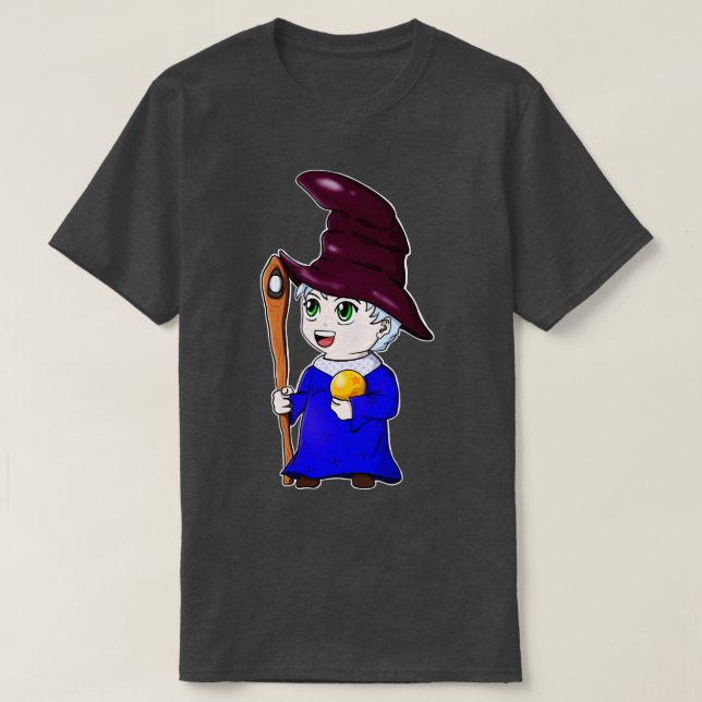 Chibi Wizard Cute  Magician Character T-Shirt (Design Front)