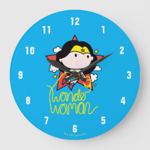 Chibi Wonder Woman Flying With Lasso Large Clock