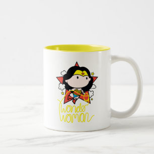 Chibi Wonder Woman Flying With Lasso Two-Tone Coffee Mug