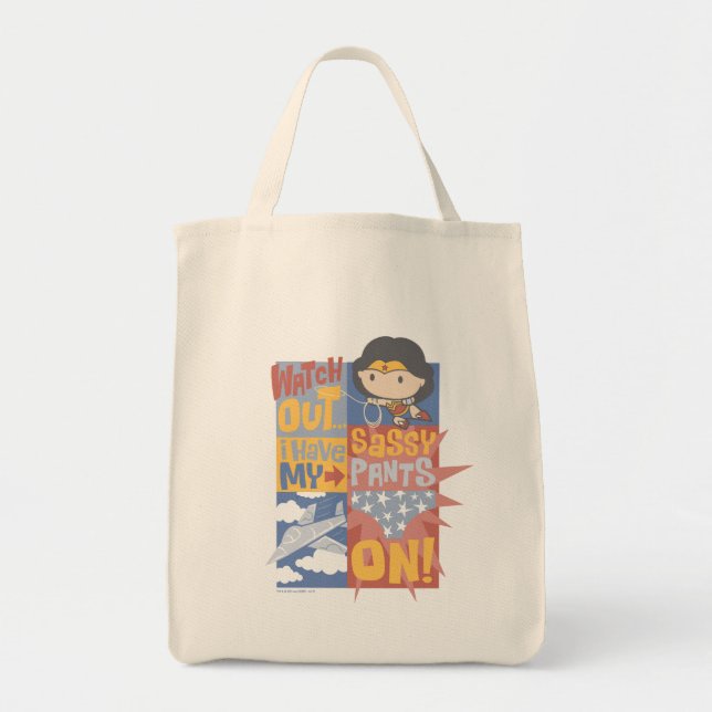 Chibi Wonder Woman | I Have My Sassy Pants On! Tote Bag (Front)