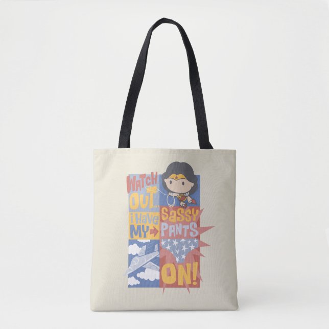 Chibi Wonder Woman | I Have My Sassy Pants On! Tote Bag (Front)