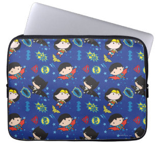 Chibi Wonder Woman, Superman, and Batman Pattern Laptop Sleeve