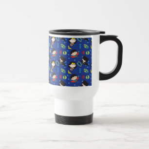 Chibi Wonder Woman, Superman, and Batman Pattern Travel Mug