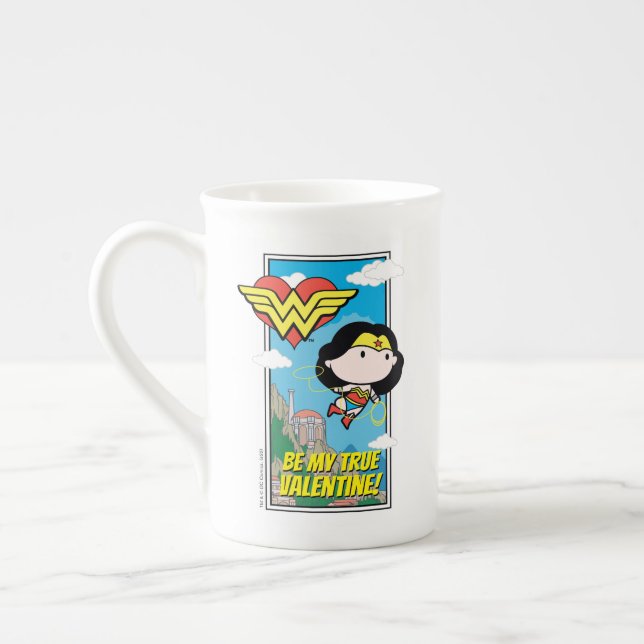 Chibi Wonder Woman - Tell Me The Truth Valentine Bone China Mug (Left)
