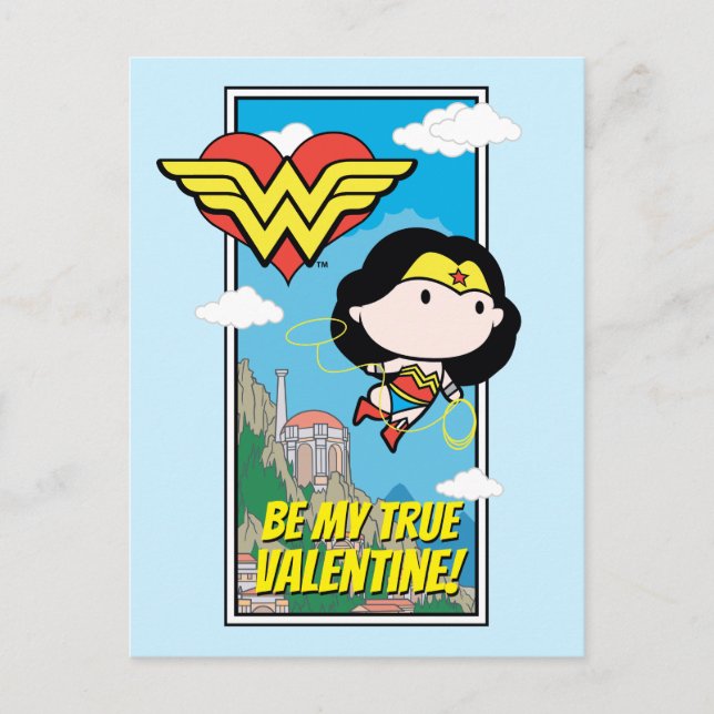 Chibi Wonder Woman - Tell Me The Truth Valentine Holiday Postcard (Front)