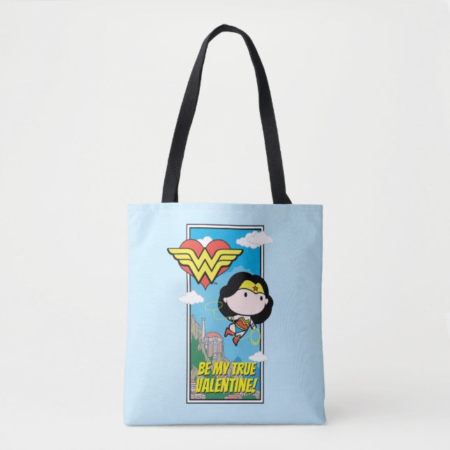 Chibi Wonder Woman - Tell Me The Truth Valentine Tote Bag (Front)