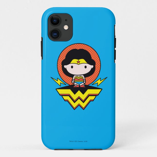 Chibi Wonder Woman With Polka Dots and Logo Case-Mate iPhone Case (Back)