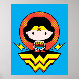 Chibi Wonder Woman With Polka Dots and Logo Poster