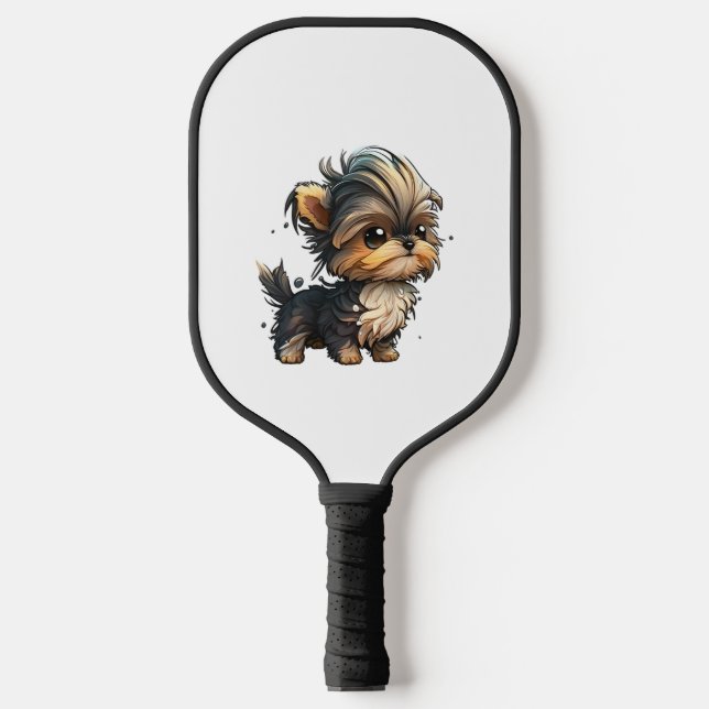 Chibi Yorkshire Terrier Pickleball Paddle (Front)