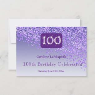 Chic 100 Birthday Purple Glitter RSVP