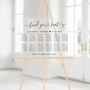 Chic 12 Table Wedding Seating Acrylic Sign