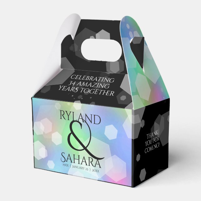 Chic 14th 24th 34th 43rd Opal Wedding Anniversary Favour Box (Front Side)