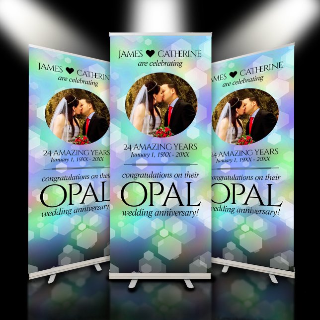 Chic 14th 24th 34th 43rd Opal Wedding Anniversary Retractable Banner (14th 24th 34th 43rd Wedding Anniversary Retractable Banner Cover Photo (hero).)