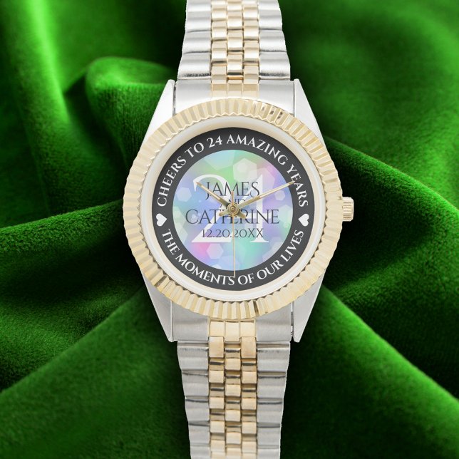 Chic 14th 24th 34th 43rd Opal Wedding Anniversary Watch (Elegant 24th Opal Wedding Anniversary Wristwatch Cover Photo)