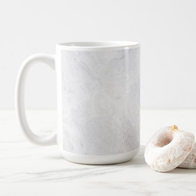 Chic 15 oz Classic Mug with White Marble Pattern (With Donut)