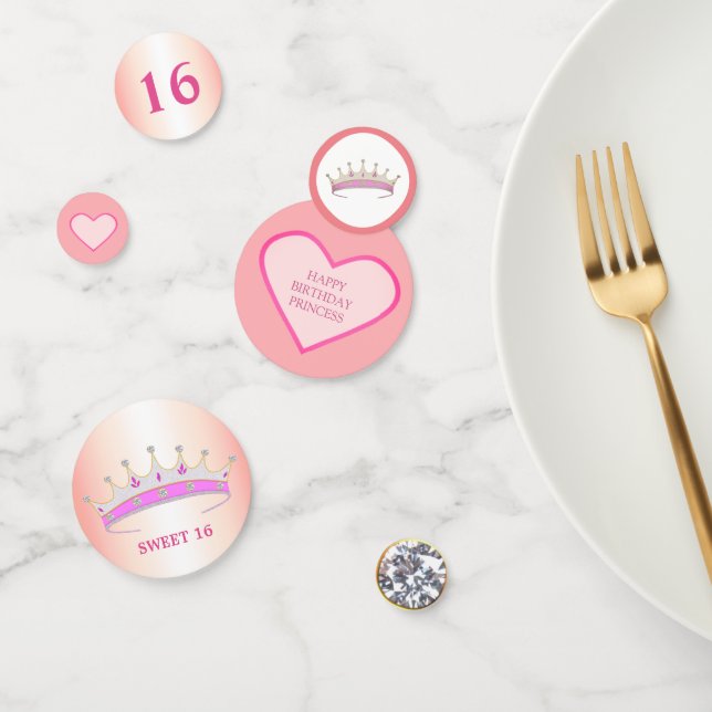 Chic 16th Birthday on pink & rose gold Confetti (Group)