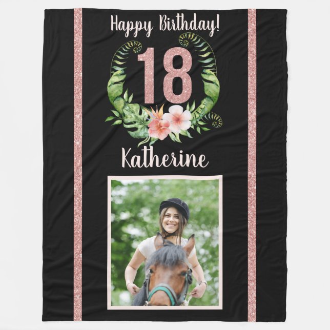 Chic 18th Birthday Photo Fleece  (Front)