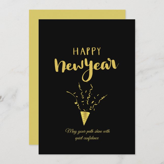 Chic 2026 New Year' Eve Party Gold Glitter Black  Holiday Card (Front/Back)