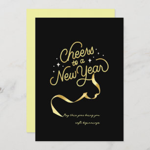 Chic 2026 New Year' Eve Party Gold Glitter Black Holiday Card