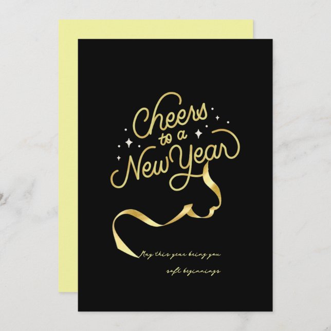 Chic 2026 New Year' Eve Party Gold Glitter Black  Holiday Card (Front/Back)