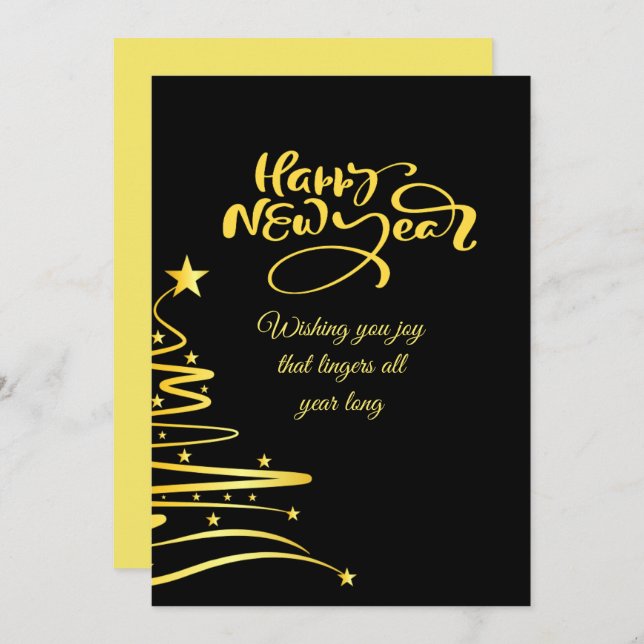 Chic 2026 New Year' Eve Party Gold Glitter Black  Holiday Card (Front/Back)