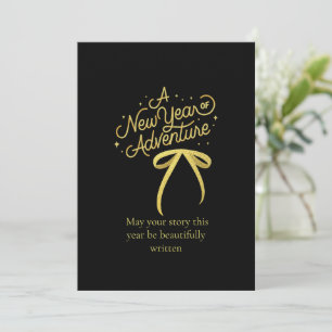 Chic 2026 New Year' Eve Party Gold Glitter Black Holiday Card