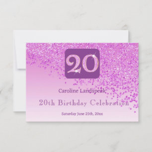 Chic 20 Birthday Pink Glitter RSVP Card