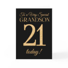 Chic 21st Gold-effect Black Grandson Birthday