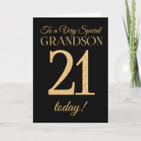 Chic 21st Gold-effect Black Grandson Birthday