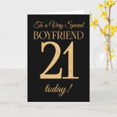 Chic 21st Gold-effect on Black Boyfriend Birthday Card (Yellow Flower)