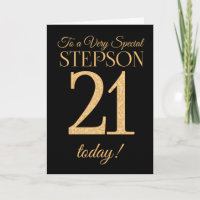Chic 21st Gold-effect on Black, Stepson Birthday