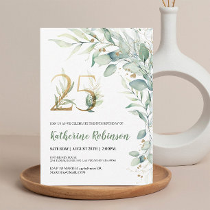 Chic 25th Birthday Invite for Her   Pink & Gold
